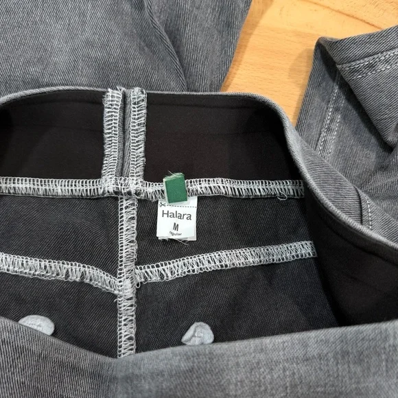 Halara Flex High Waisted Stripe Wide Leg Flowy Washed Casual Jeans Pockets M - Picture 6 of 7